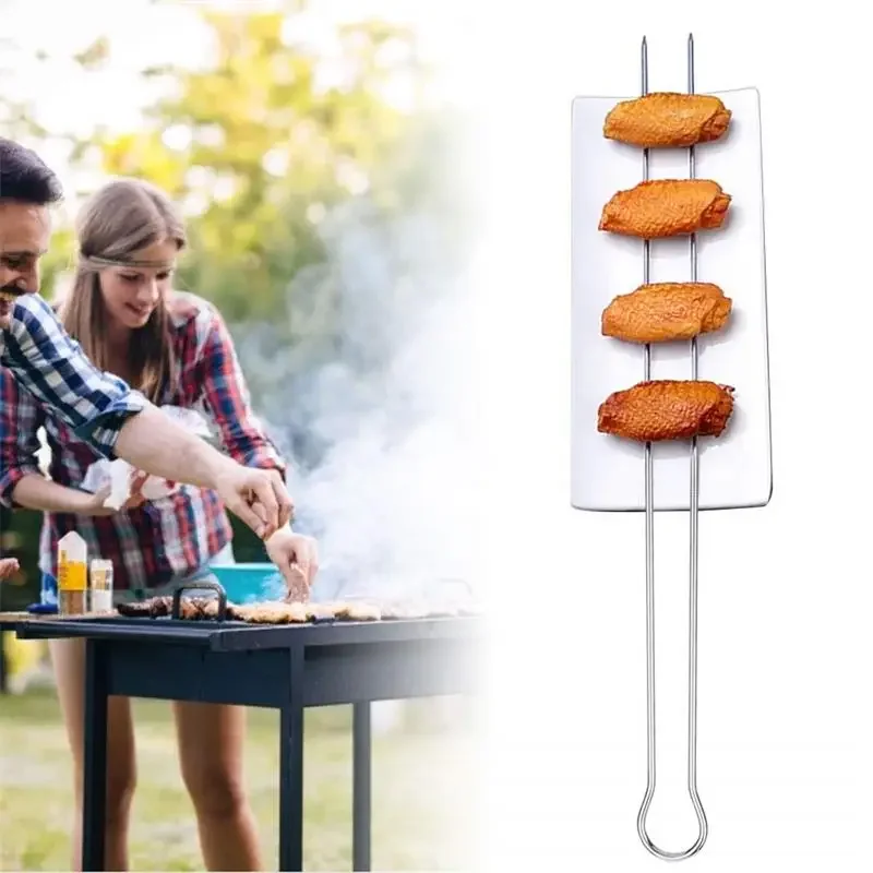 30cm U shape BBQ Grilling Skewers Stainless steel  Kebab Skewer with Skewer Bag Portable BBQ Grill Stick Needle Set