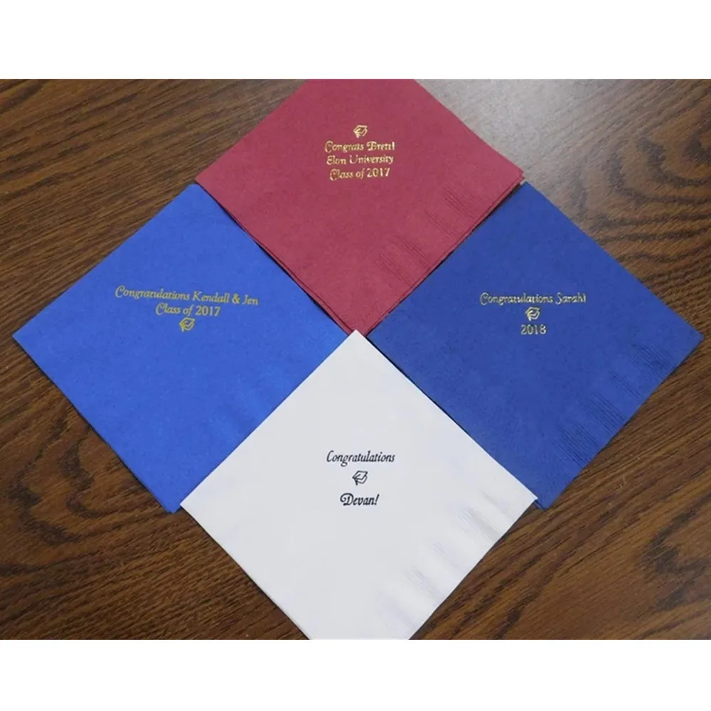 

50PCS 50 Personalized Graduation Beverage Napkins Custom Stamped Cocktail All Occasion Foil Printed Party Favors Kindergarten Hi