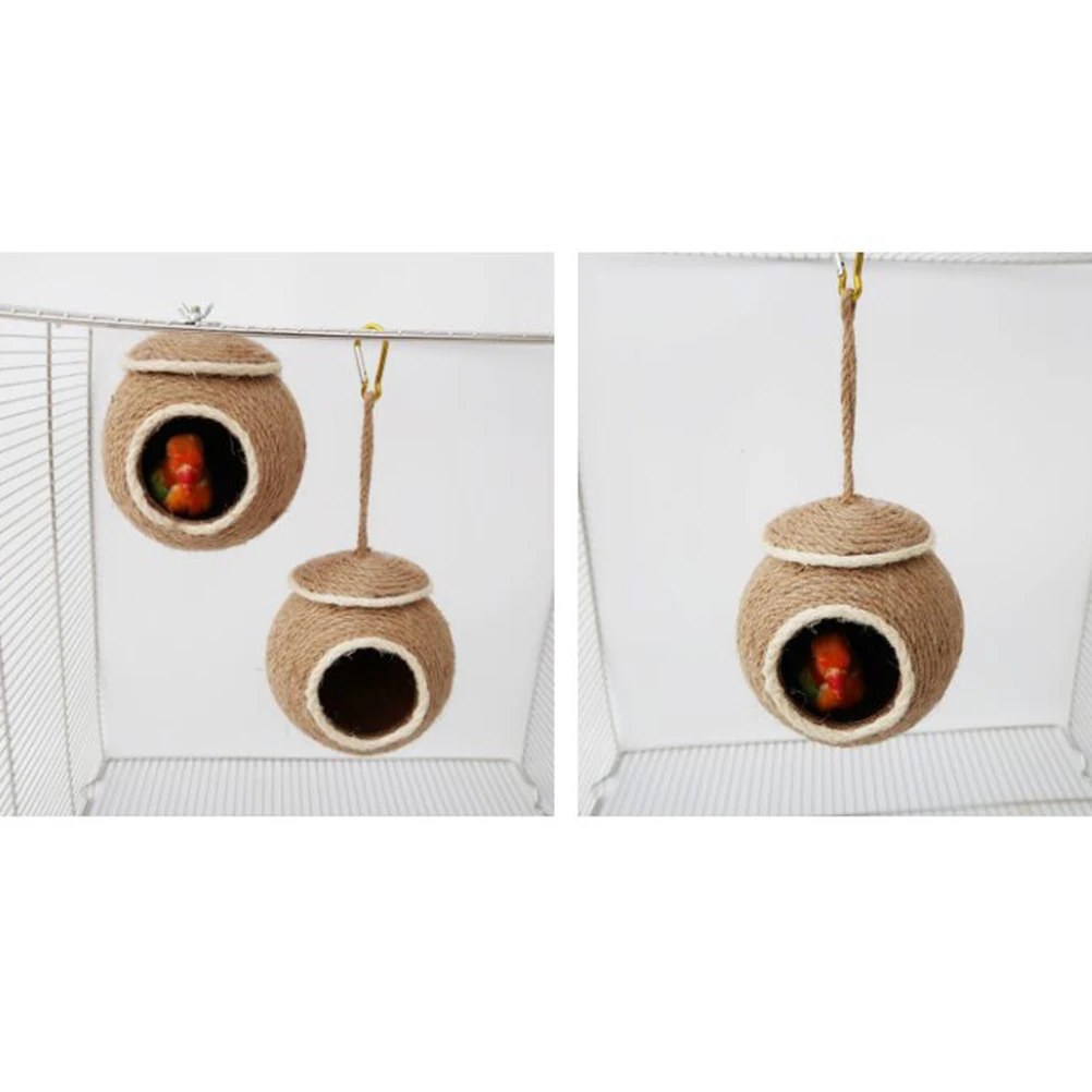 

Parrot Hammock Natural Hemp Rope Weaving Birds Sleep Bed Parrot Hammock Climbing Nest Indoor Outdoor Pet Supplies