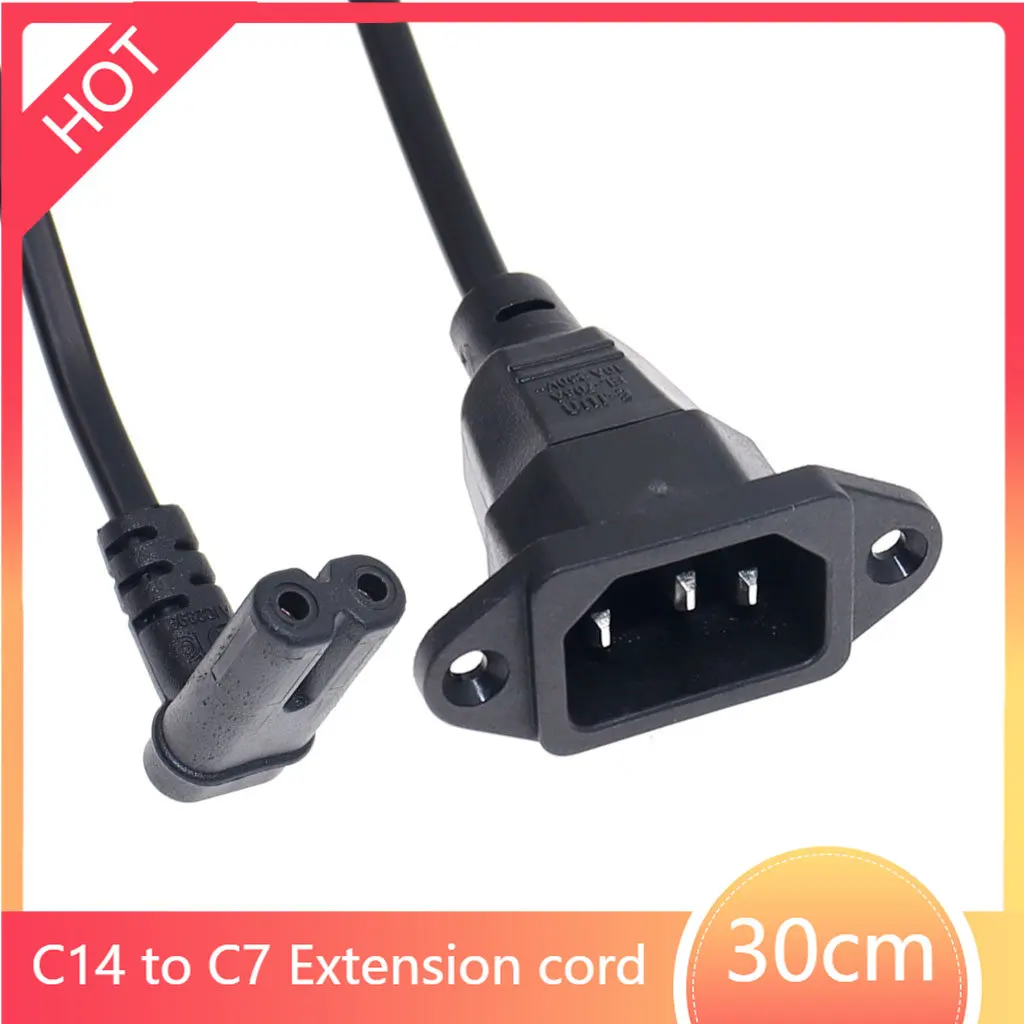 IEC320 C14 to C7 Extension cord,C14 with screw holes and C7 Short,25cm lenght.Drop shipping availables