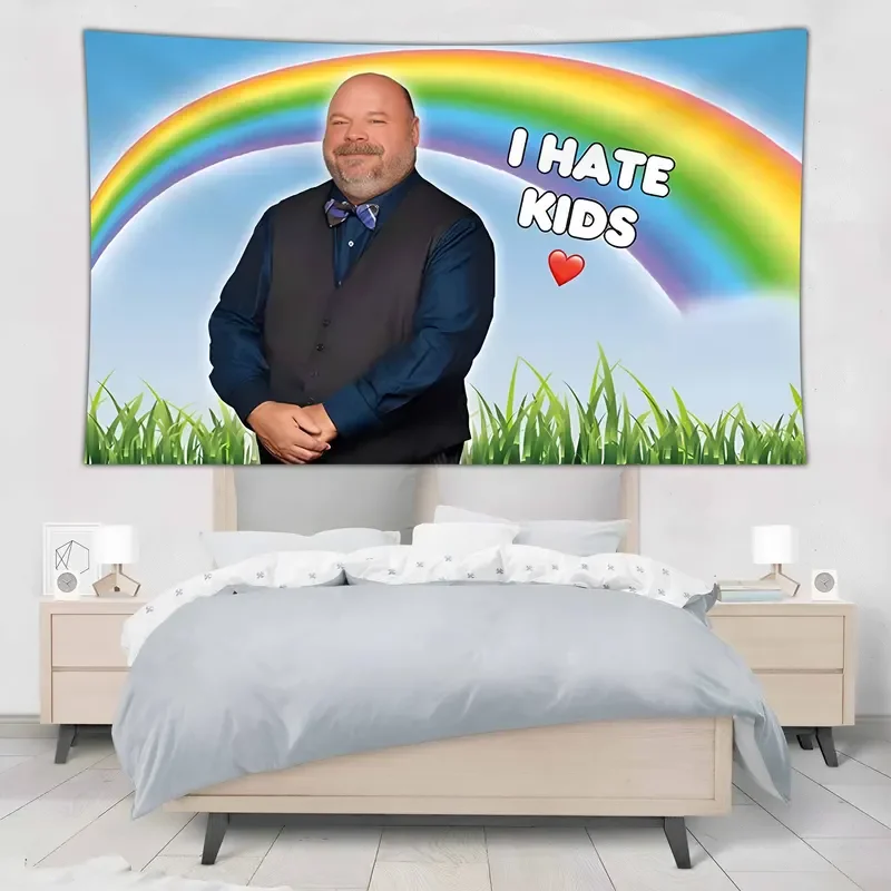 90x150cm Bertram Hates Kids Tapestry Wall Hanging, Funny Memes, Art Aesthetics, Hippie Room, Bedroom Decoration, Sofa, Yoga M #