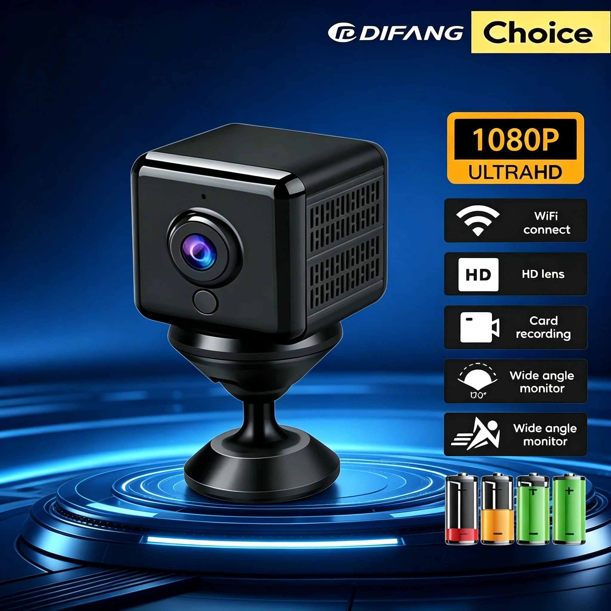 Mini WiFi Security Camera, HD Home CCTV with Two Way Audio, Night Vision & Motion Detection, IP Surveillance Cam Home Security