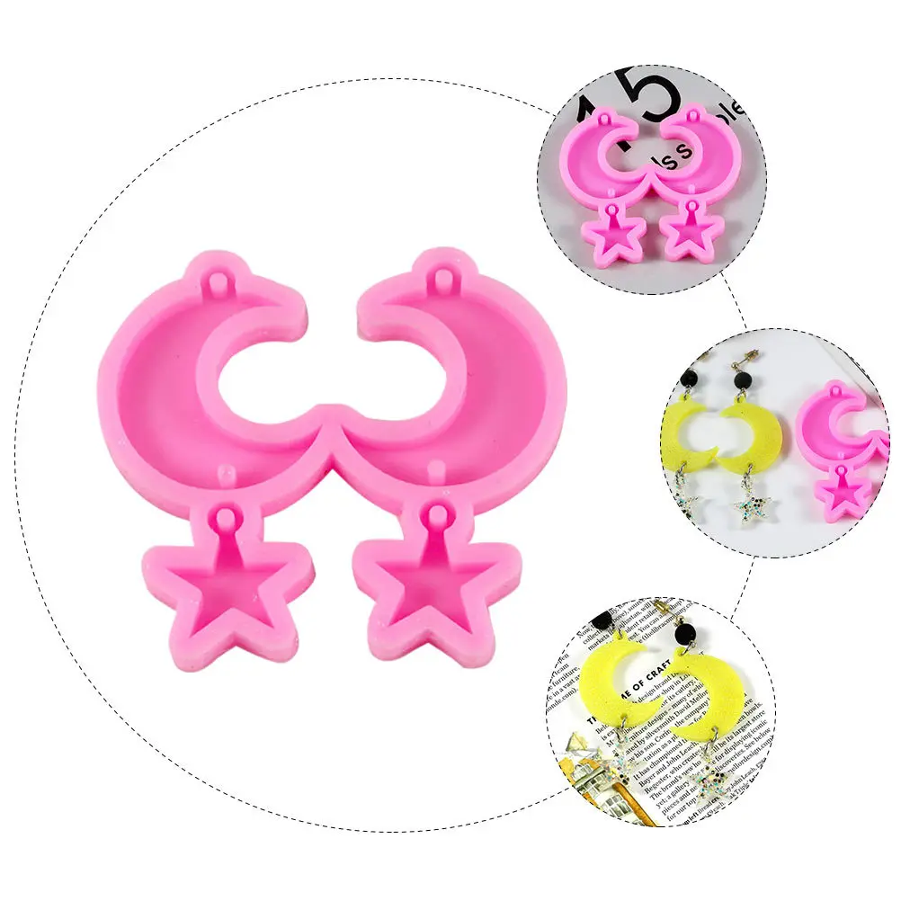 

4pcs Silicone Earrings Mold Diy Moon Star Pendants Mirror Surface Craft Jewelry Making Kit Hanging Adornment Tool