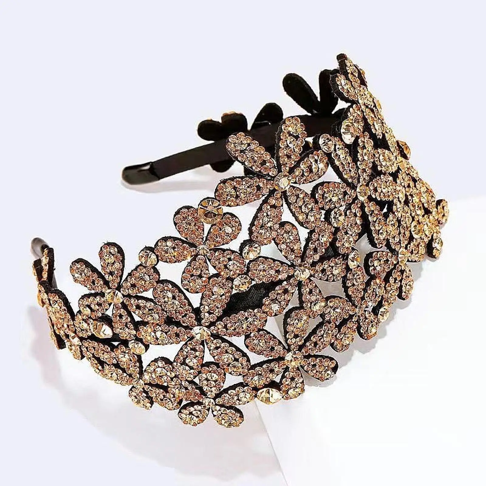 

Wide Headband Headpiece Glitter Flower Hairband Non Slip Comb Hard Headband for Birthdays