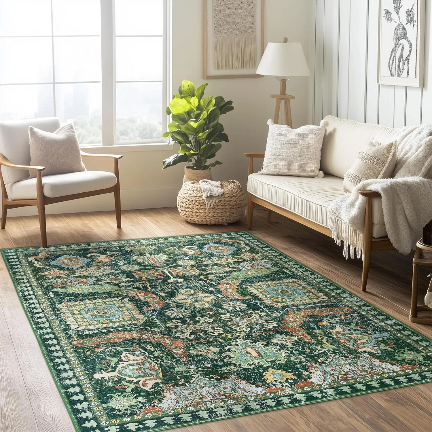 

Washable Kitchen Rugs Area Rug Non Slip Distressed Bedroom Rug Retro Living Room Carpet Accent Throw Rugs Vintage Non Slip Rug