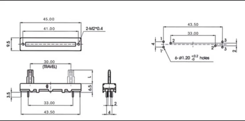 [BELLA] 45MM 4.5 cm mixer double potentiometer SC-302G A10K A10KX2 15mm shaft --10PCS/LOT