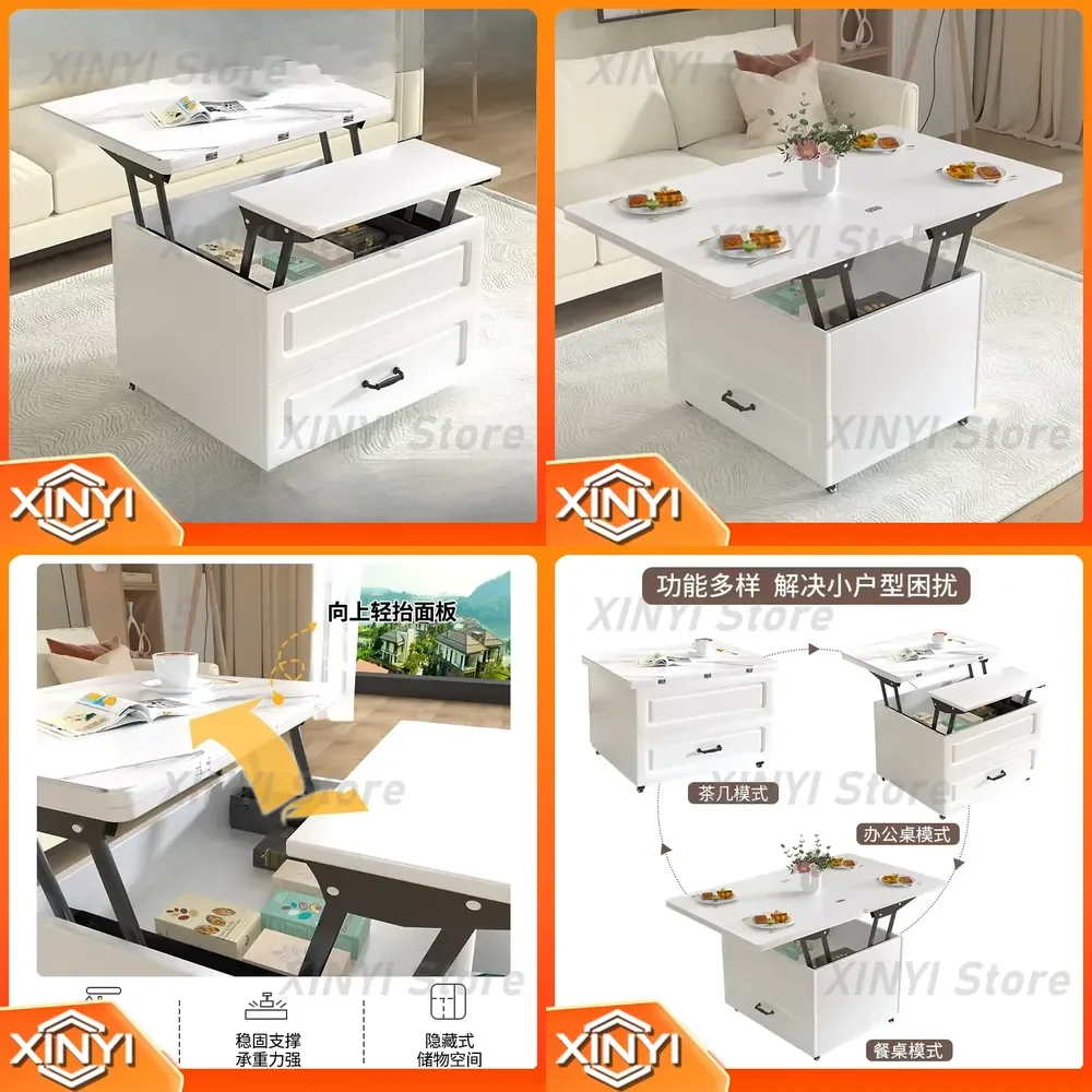 Lifting Coffee Table for Small Apartment Living Room Dual Purpose Dining Table Multifunctional Adjustable Height Movable Home