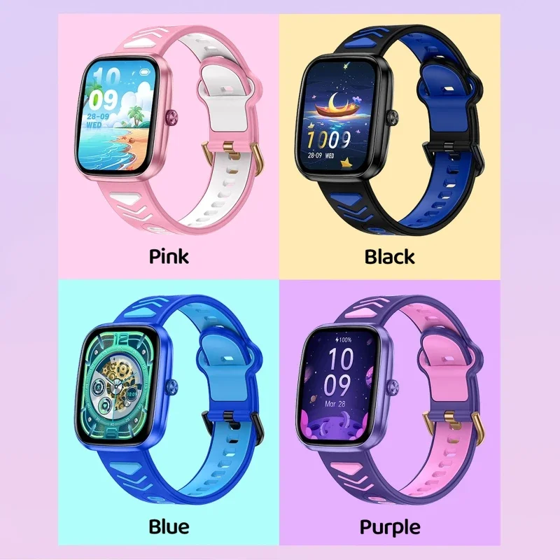 ساعة ذكية للأطفال، مراقبة الصحة الذكية للأطفال، معدل ضربات القلب، الأكسجين في الدم، ساعة رياضية، مكالمة بلوتوث، سوار من السيليكون