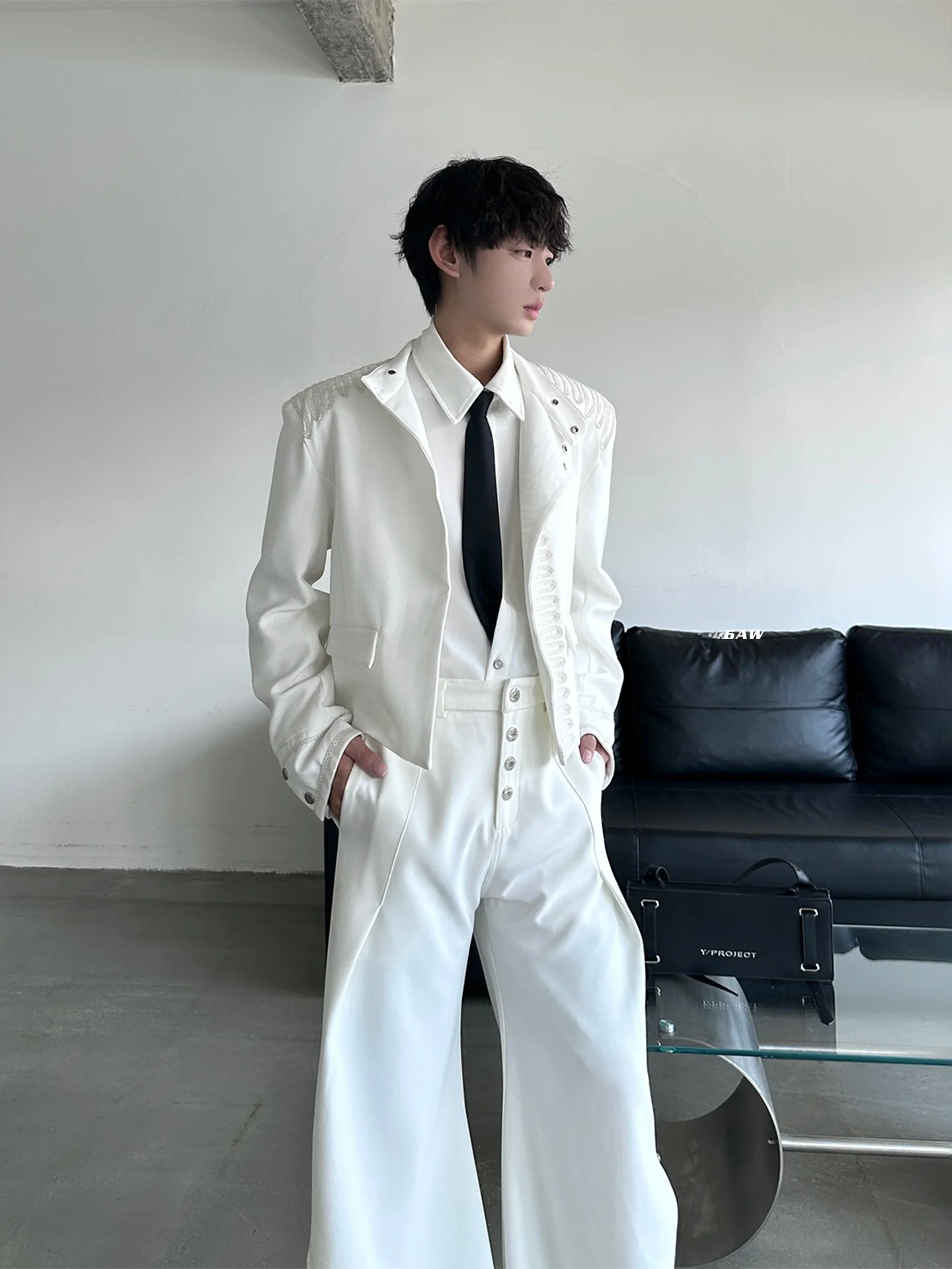 MARTHENAUT Men's Short Pure Color Stand Collar Jacket Autumn Season Casual Style Premium Feeling Side Button Design