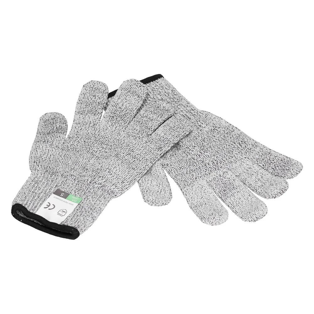 2 pairs HPPE Cut Resistant Gloves Gray Black Border Level 5 Protection Food Grade Gloves Wear Resistant Safety Kitchen Gloves