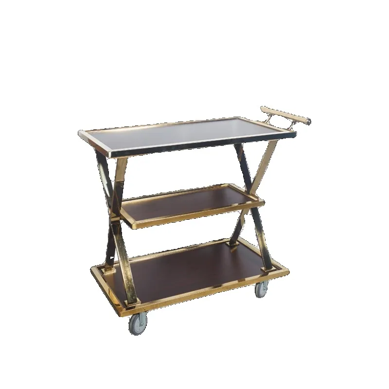 Cross three-layer service cart, trolley, movable dining car, wine cart, hotel tea house, KTV commercial tool cart