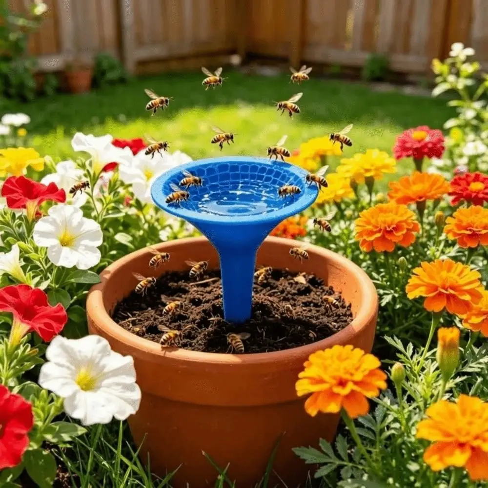 3D Printed Bee Water Cup Ground Plug Safe Landing Mat Bee Water Feeder Plastic Decorative Insect Water Cup Lawn Landscape
