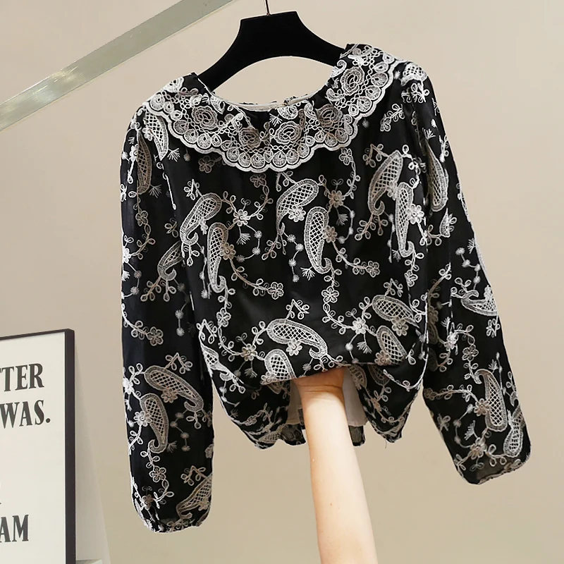 

Korean Sle Embroidered Heavy Work Long Sve Loose Women's irt Faionable Design Sensation Wide Range of Appliions