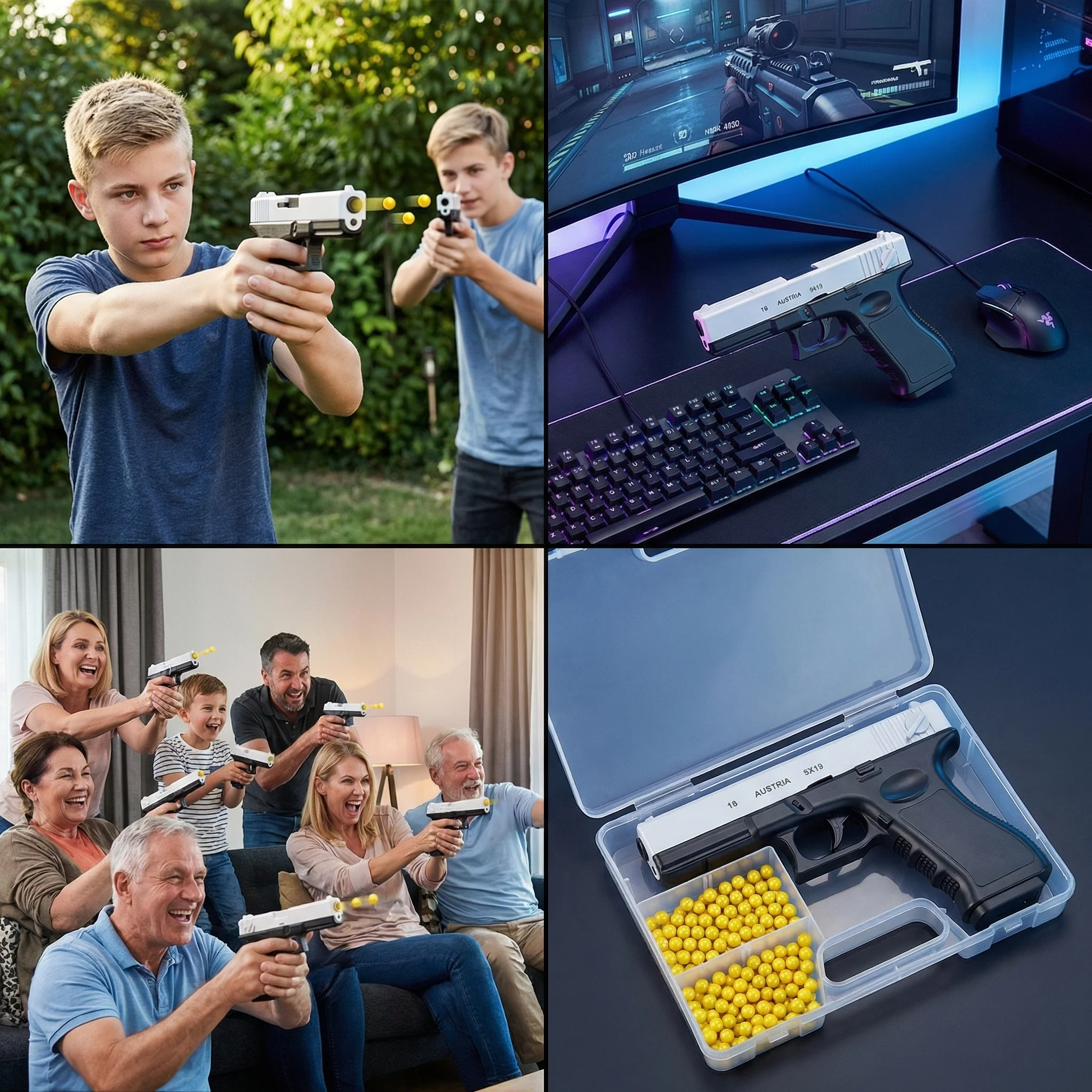 G18 Spielzeugwaffen-Set mit Laservisier, Taschenlampe, Magazin, sicheren weichen Kugeln für Outdoor-Spiele – Detail 6