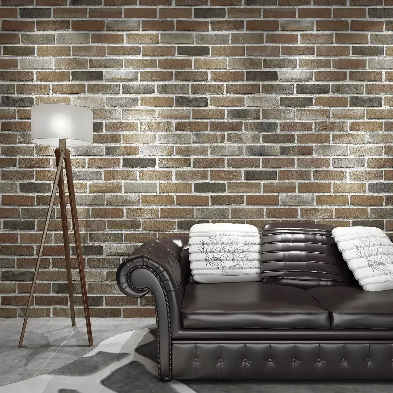 Art3d 20-Pack105 Sq.Ft Faux Brick 3D Panele ścienne Peel and Stick w kolorze szaro-brązowym, samoprzylepna wodoodporna pianka