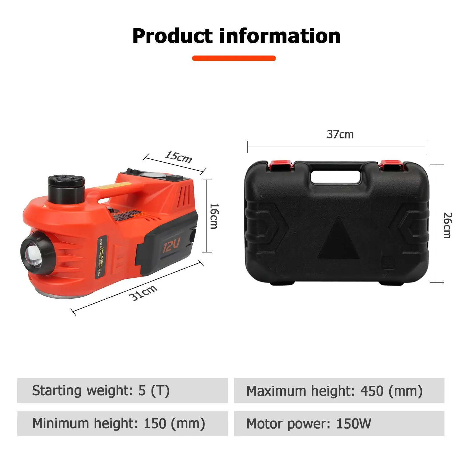 Kit de Gatos Eléctricos para Coche 12V 5T, Herramienta para Cambio de Neumáticos, Caja de Herramientas de Reparación de Emergencia para Garajes, Caja de Herramientas Profesional Multifunción