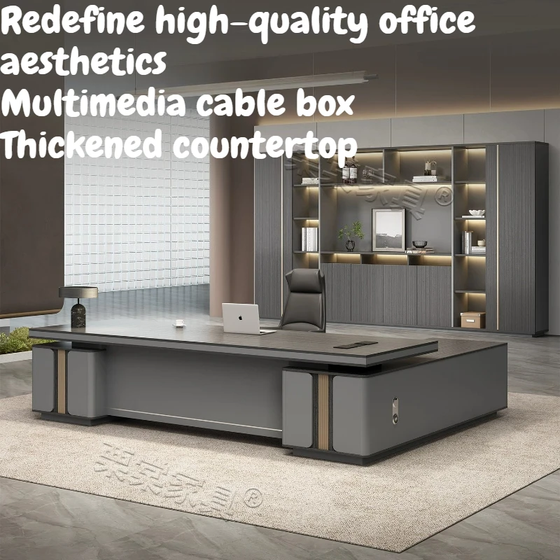 Executive Office Desk Luxury Large Boss Table Modern Manager Office Table Home Workstation With Storage Cabinet Office Furniture