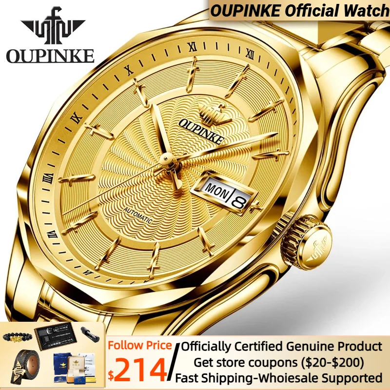 

OUPINKE Luxury Mechanical Watches Automatic Watch Men Sapphire Glass 50M Waterproof Top Technology Classics Wristwatch Original