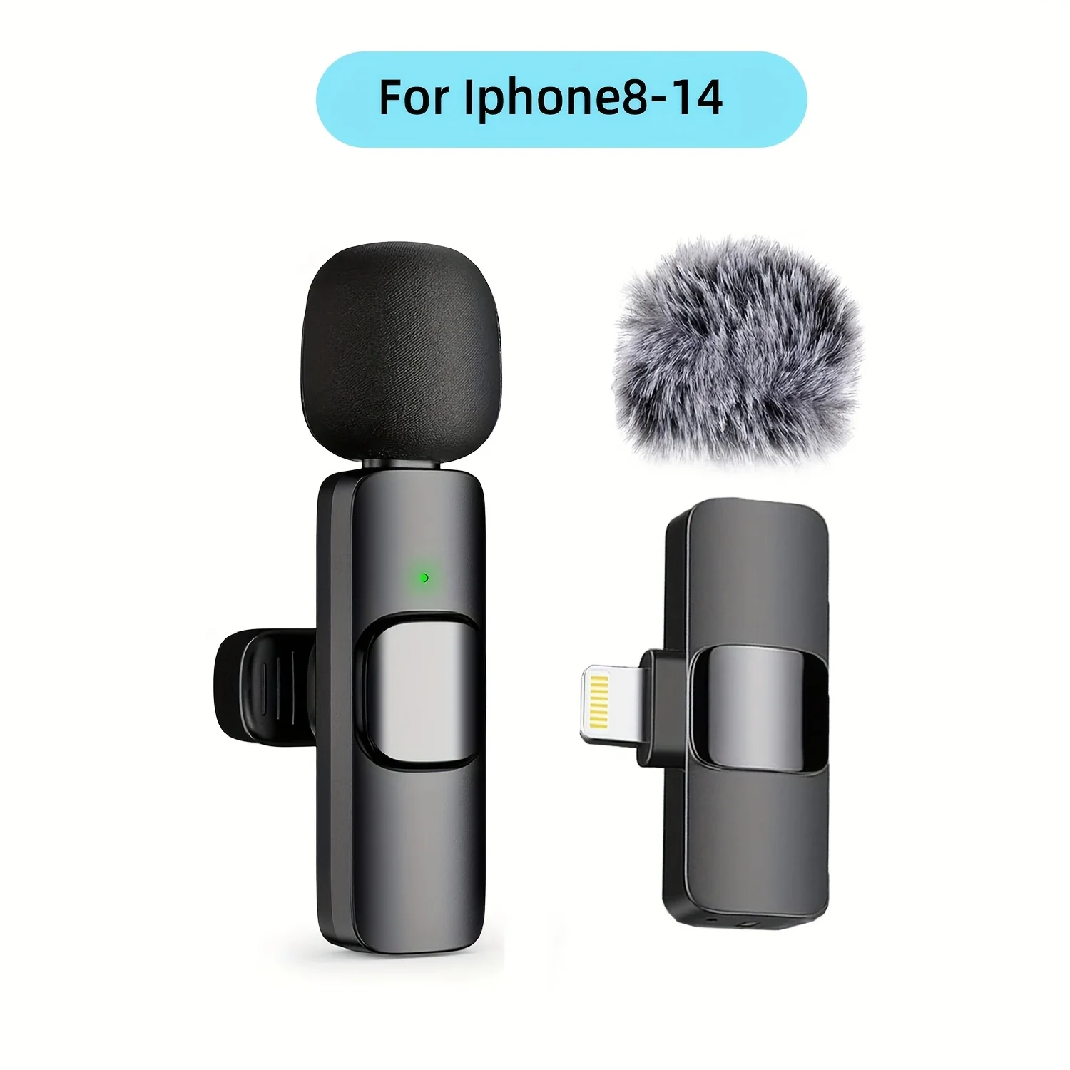 ميكروفون Beekinn اللاسلكي - USB-C قابل لإعادة الشحن، 2.4 جيجا هرتز، التوصيل والتشغيل، مناسب لأجهزة iPhone وiPad وAndroid والصوت