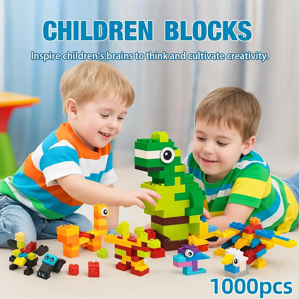 300/1000 PCS DIY Creative Building Blocks Bulk Set Educational Hands-On Parent-Child Urban Classic Bricks Birthday Gift for Kids