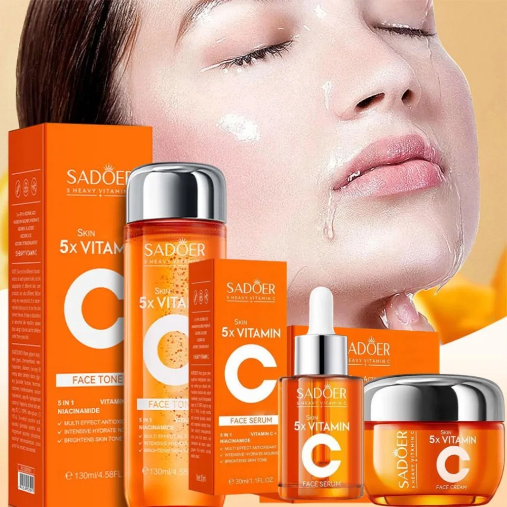 Vitamin C Moisturizing Brightening Skincare Set Revitalizing Skin Serum Firming&lifting Repair Essence Cream Korean Skincare