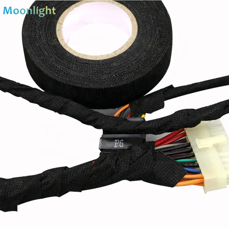 

Fabric Cloth Tape Automotive Wiring Harness Black Flannel Car Anti Rattle Self Adhesive Felt Tape Waterproof Glue Polyester tape