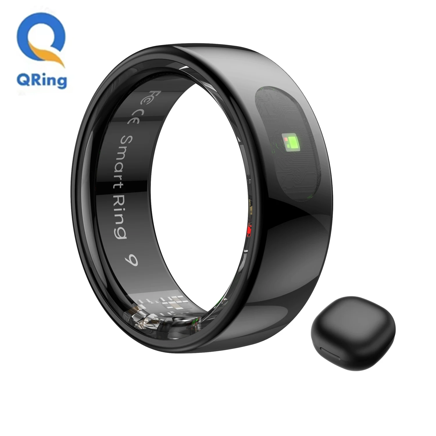 

R08 Smart Ring Men Women With Charing Case,Touch Control Function Health Monitor IP68 5ATM Waterproof Skin Temperature Measure