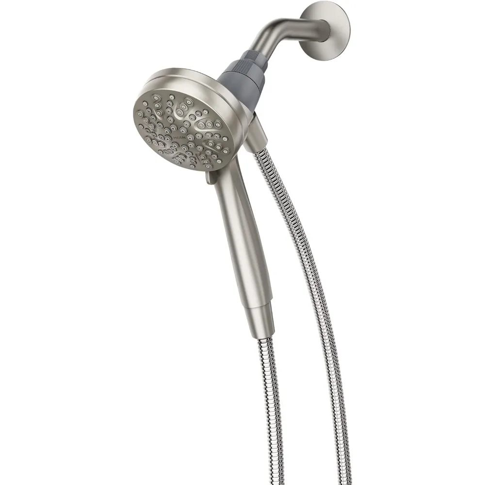 

Spot Resist Brushed Nickel 3.5-Inch Six-Function Eco-Performance Handheld Showerhead with Magnetic Docking System for Bathroom