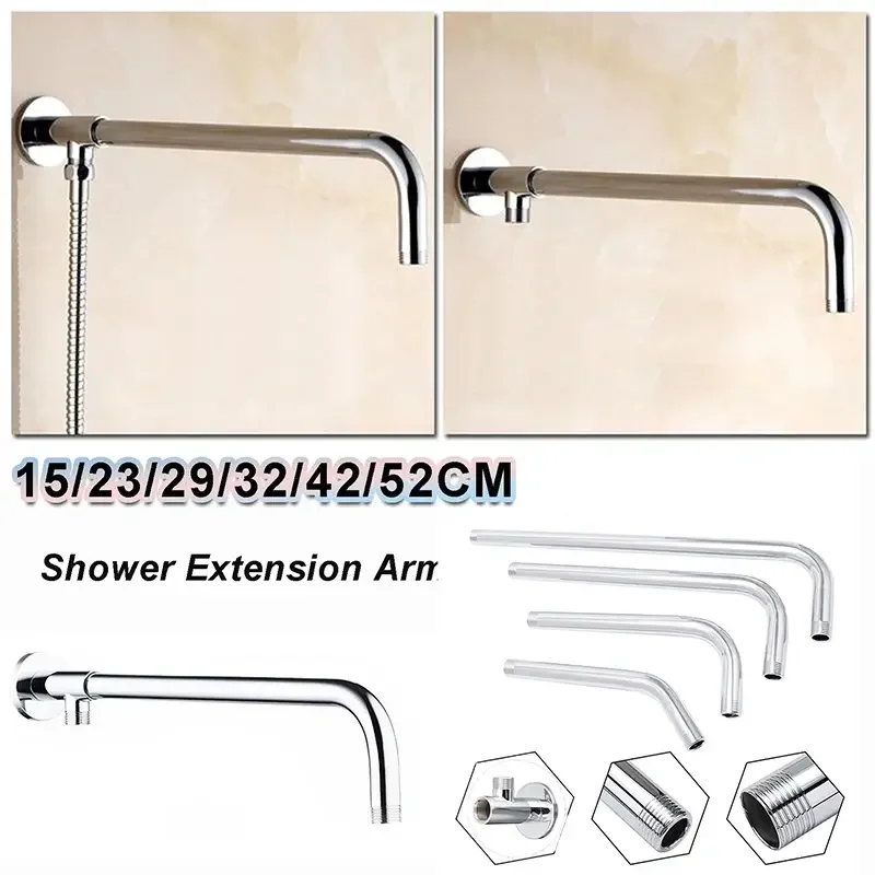 

Shower Head Extender Stainless Steel Shower Arm Extension Wall Mounted Tube Rainfall Shower Head Arm Bathroom Accessories