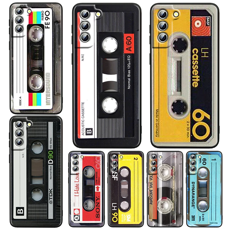 

Classical Old Cassette Black Phone Case For Samsung Galaxy S23 S22 S21 S20 FE Ultra Plus S10 Lite S9 4G 5G Cover