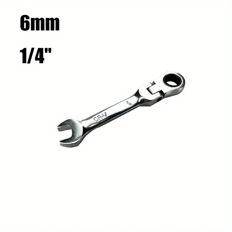 Flexible Pivoting Head Ratchet Short Wrench Spanner Garage Metric hand Tool 6mm-19mm For auto and Home Repair 1pcs