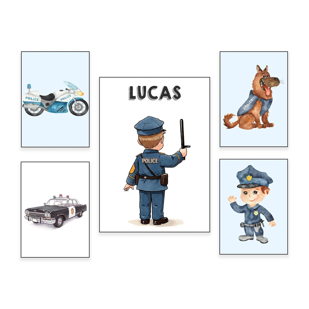 Police prints, police dogs, little rescuer gifts, police room decor, police poster wall decor