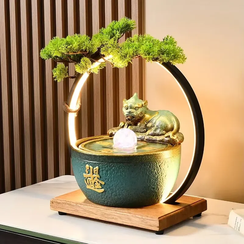 Pixiu lucky ornament cornucopia office store humidifier flowing water feng shui wheel open gift flowing ball lucky ornament