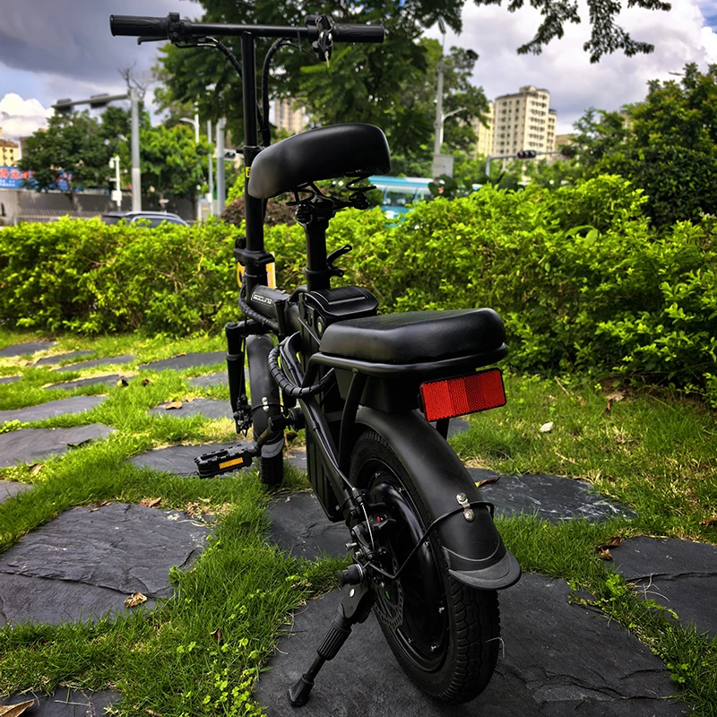 Black E-Bike, Foldable Ebike, 500W Motor, Detachable Battery,Max Load 330LBS, 19.9MPH Top Speed, 14*2 All-Terrain Tires，Bright Headlight 3-Riding Modes 6-Hour Charging Time, City Commuter Bike, Front Shock Absorptions/Full Shock Absorptions Optional image 5