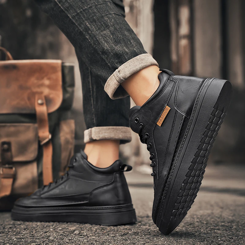 2025 Viral Men's Fashion Sneakers - Chunky Sole Hong Kong Style Height Boost Breathable Comfortable Daily Commute