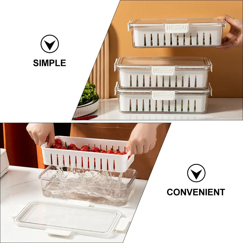 

Fresh Keeping Boxes For Fridge Refrigerator Storage Box With Drain Holes Stackable Vegetable Fruit Container