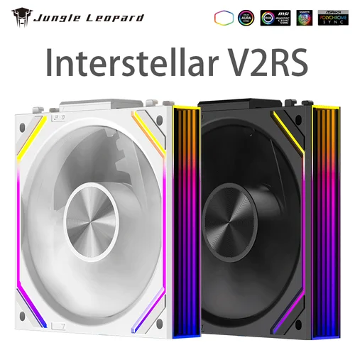Ventilador ARGB 120mm Iluminación lateral dual 5V3pin RGB PWM Daisy Chain Ventilador refrigerado por agua - Jungle Leopard Interstellar V2RS 1 pieza