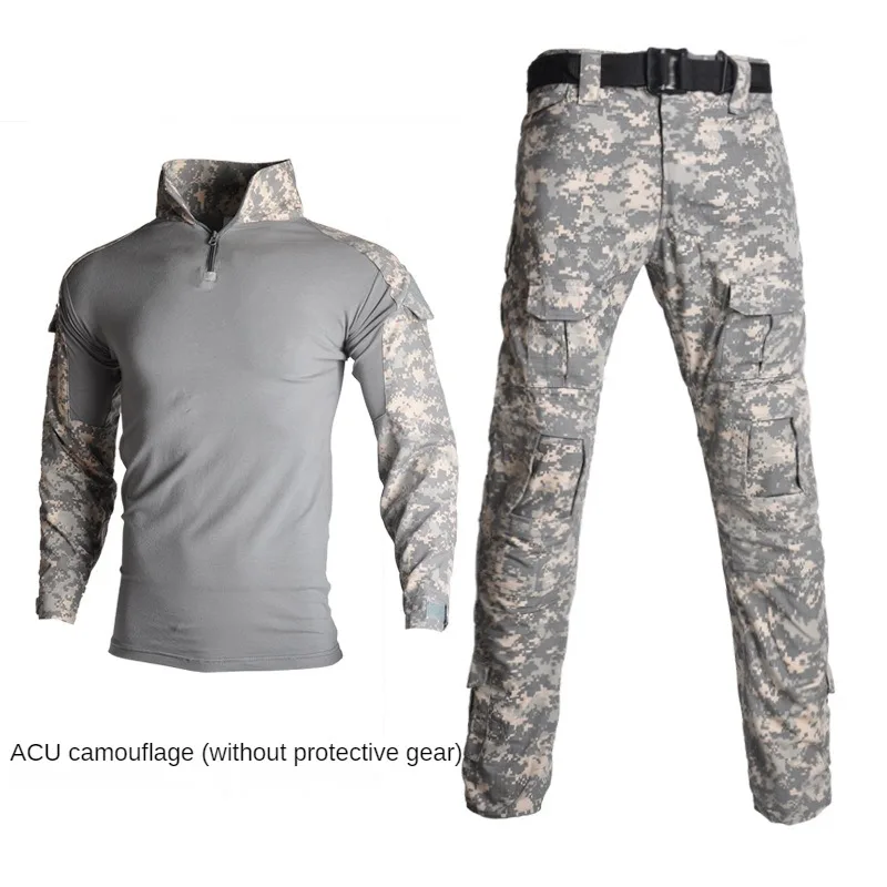 Frog Long Sleeve CP Training ACU Frog Camouflage Suit Without Protective Gear Tactical  Military Uniform 4XL