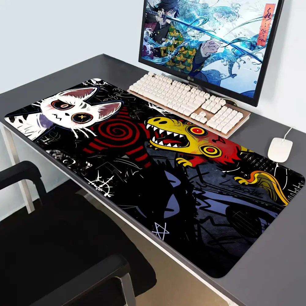 

HYBXAXC Black Cat illustration Mouse Pad Large Game Table Mats Rubber Non-Slip Keyboard Mausepad HD Computer Long Desk Mat
