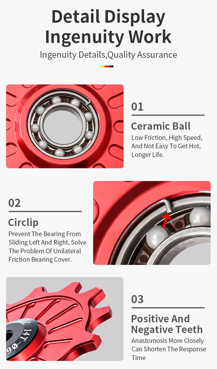 MUQZI 11/12/13/14/15/16/17T Schaltwerk Jockey Rad Keramik Pulley MTB Riemenscheiben Rennrad Keramik Lager Guide Rad – Detail 8