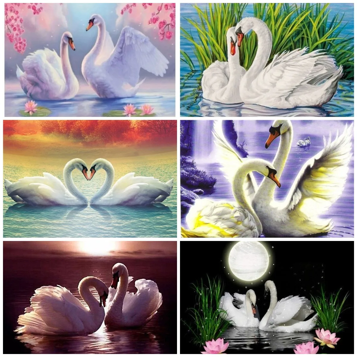 

5D DIY Diamond Painting Swan Landscape Cross Stitch Full Diamond Embroidery Animal Scene Mosaic Rhinestone Picture Home decor