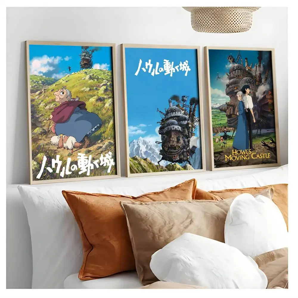 H-Howls تتحرك القلعة الكلاسيكية أنيمي الفيلم المشارك اللوحة ملصقات النوم غرفة المعيشة جدار الديكور هدية المنزل الفن الجمالي #5