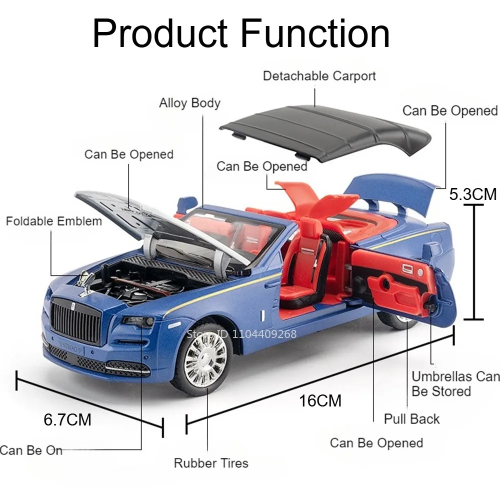 Spectre Dawn Automodell im Maßstab 1:32, Spielzeug, Legierungskörper, Musik, Licht, Türen zurückziehen, geöffnete Fahrzeugmodelle, Sammlung, Geschenke für Kinder