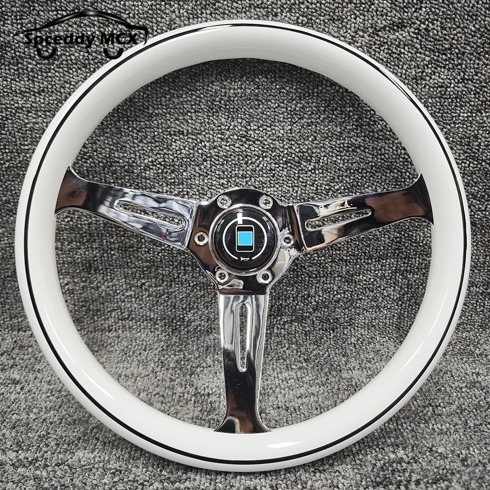 Spceddy MCX Universal Racing JDM Little Concave Polishing Steering Wheel 14inch White Color Drift Steering Wheels 350mm ABS