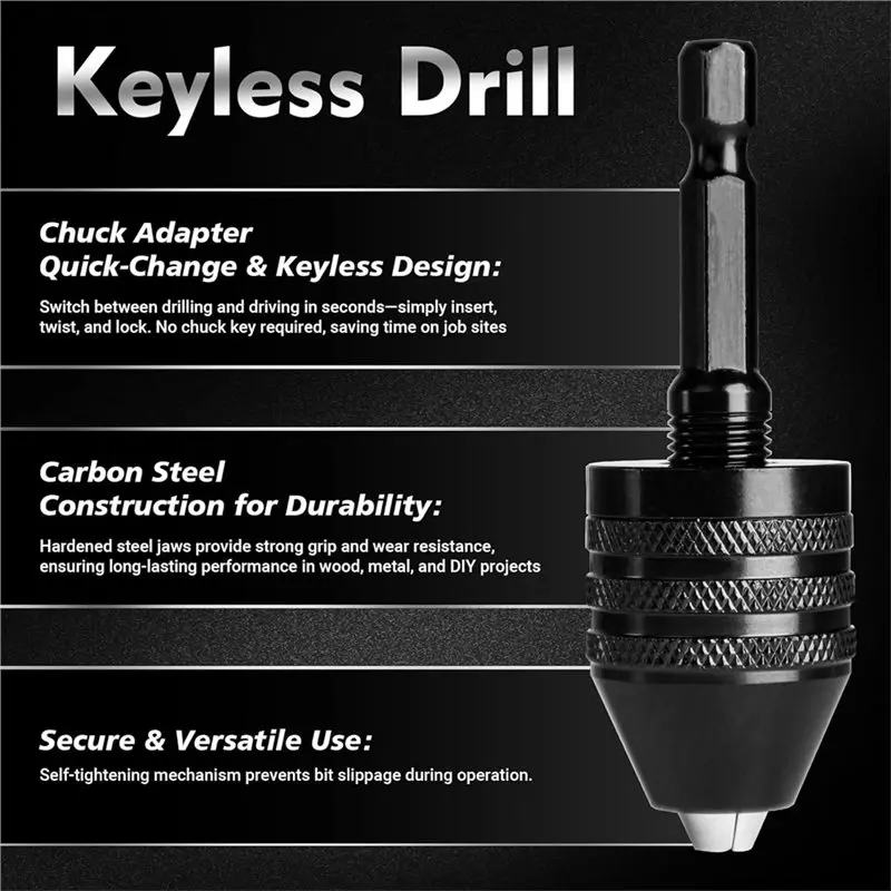 ABVJ-Keyless Shank Drill Chuck Adapter Set,1/4