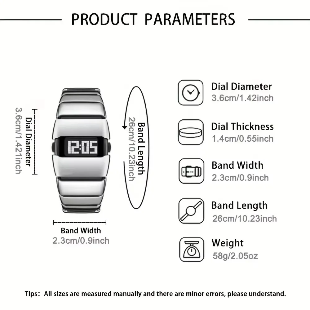 Men's Rectangular Dial Waterproof Quartz Watch