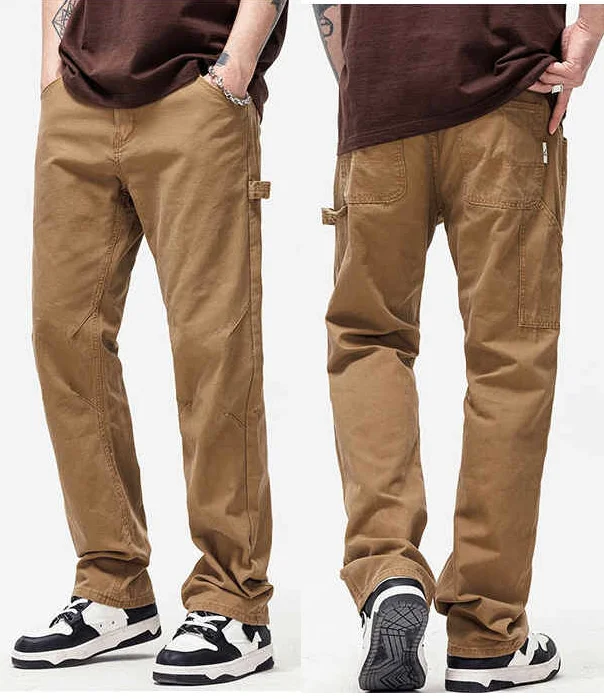 ล้างกางเกงคาร์โก้สไตล์อเมริกันกางเกงยีนส์ High Street กางเกงคาวบอยวินเทจ