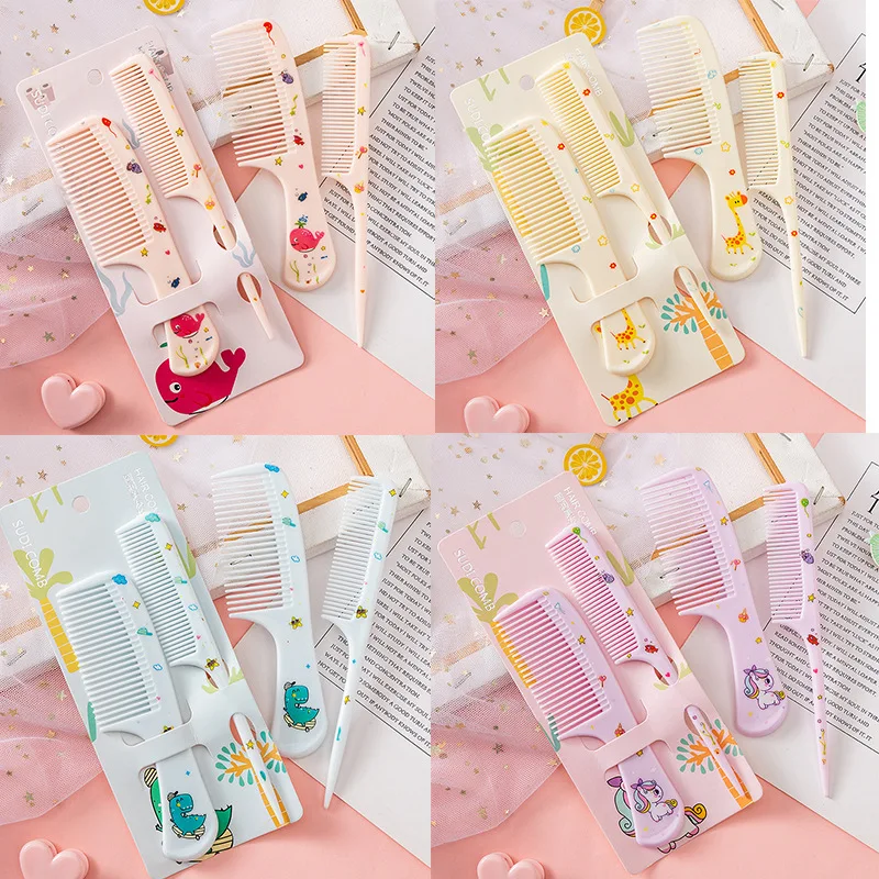 2pcs/set Cute Kids Hairdressing Comb Anti-static Pointed Tail Comb for Girls Strawberry Fruit Hair Cmb Kids Hair Comb
