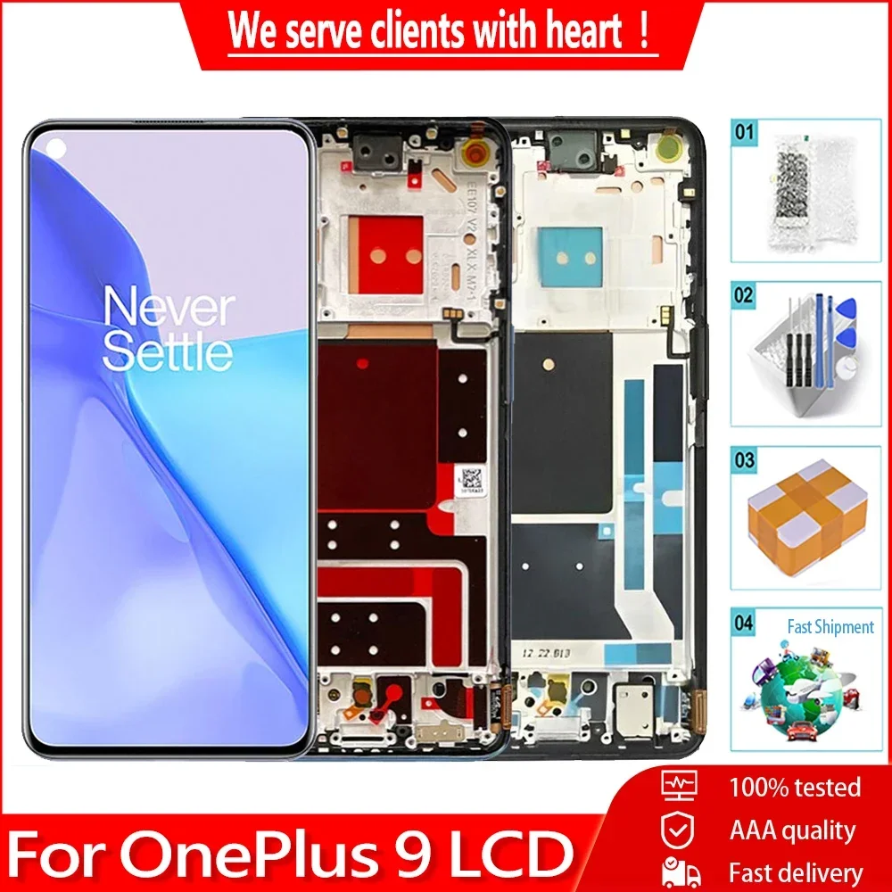 6.55\'\' AMOLED For OnePlus 9 LCD Display Touch Screen 1+9 LE2113 LE2111 LE2110 LE2117 LE2115 LCD Digitizer Assembly Replacement