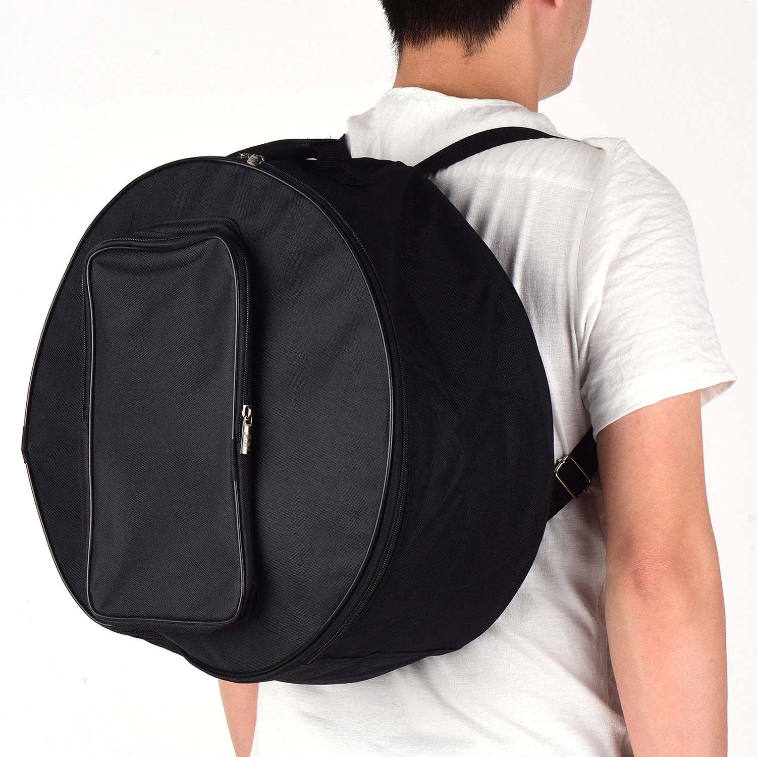 Compact Snare  Bag Backpack Case with Shoulder Strap Outside Pockets Musical Instrument Accessory Red snare  bag black